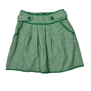 Tullette Retro Geometric Print Lined Pleat Front Mini Skirt Green Size Small